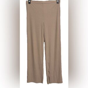 H&M Basics Beige Ribbed Knit Pants Size Medium Elastic Waist Lounge Pants NWT
